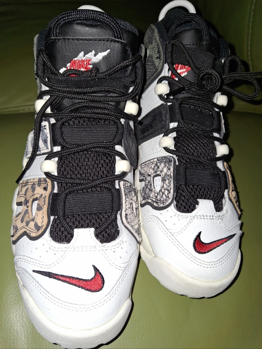 Nike Air More Uptempo "Animal Instinct" sneakers Over Sized Lettering Youth 7
